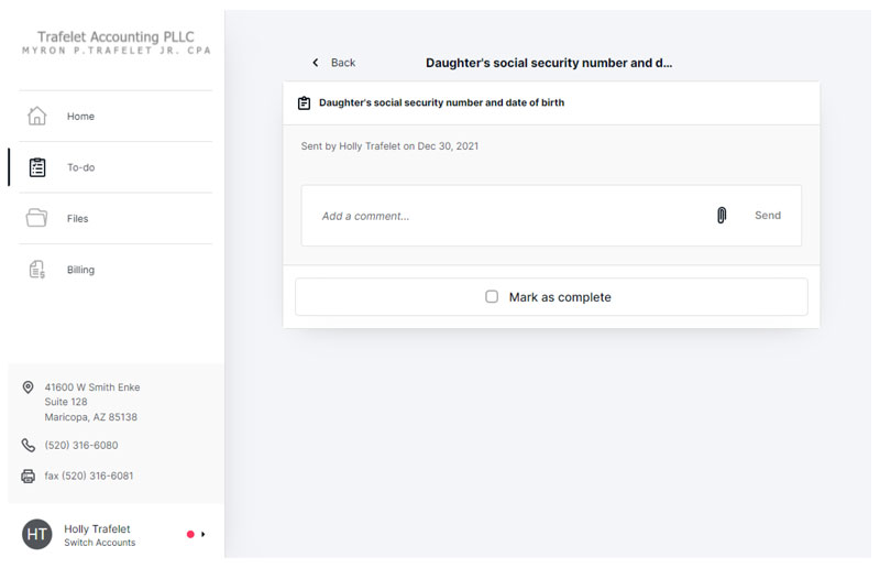 Request screen with attach document link