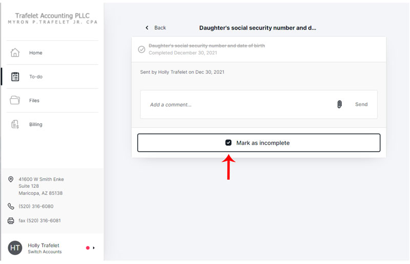Request screen checkbox