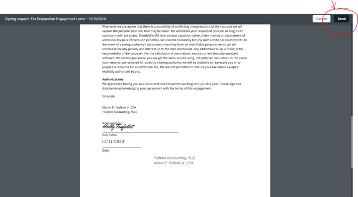 Click the Send Button