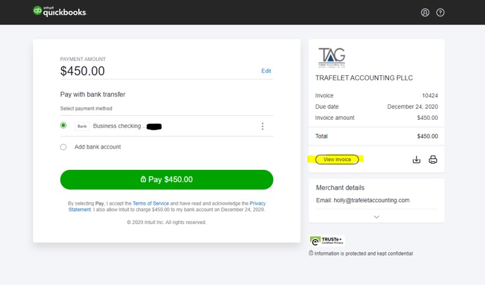 Trafelet Accounting Invoice